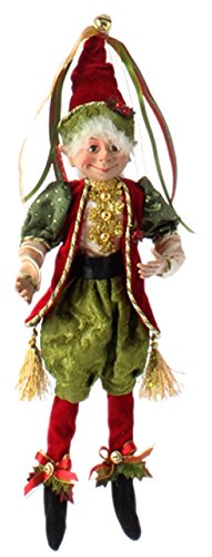 RAZ Imports – Botanical Garden Theme – 16″ Red, Gold and Green Decorative Elf – Red Hat