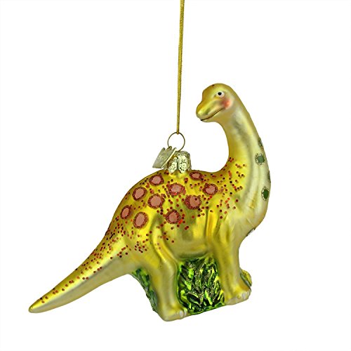 5″ Noble Gems Yellow and Orange Prehistoric Brachiosaurus Dinosaur Christmas Ornament
