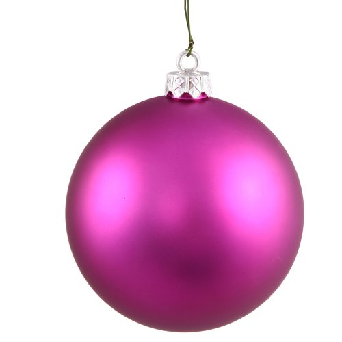 Vickerman Matte Finish Seamless Shatterproof Christmas Ball Ornament, UV Resistant with Drilled Cap, 12 per Bag, 2.75″, Magenta