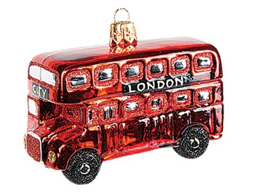 London Double Decker Bus Polish Glass Christmas Ornament Made Poland Decoration