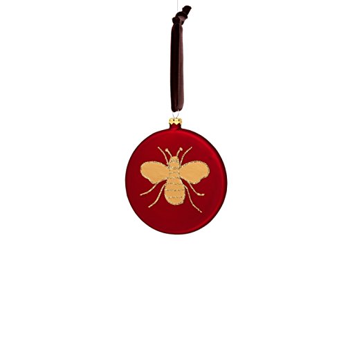 Sage & Co. XAO20167BU Glass Disc with Glitter Bee Ornament (8 Pack)