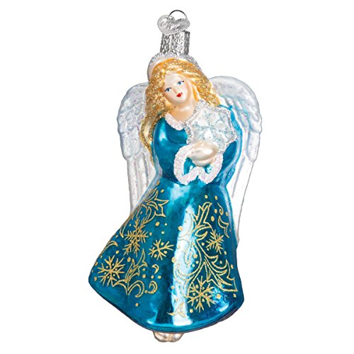 Old World Christmas Glistening Snowflake Angel Glass Blown Ornament