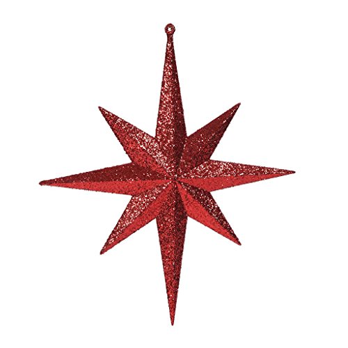 Vickerman 417843 – 12″ Red Glitter Bethlehem Star Christmas Tree Ornament (2 pack) (M167403)