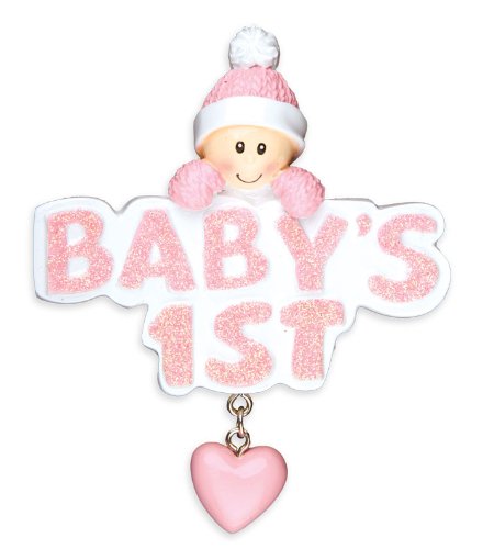 Baby 1st with Girl in Pink Cap Personalized Tree Ornament