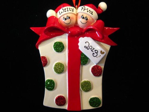 Giftbox family of 2 giftbox couple Personalized Christmas Ornament -Free Personalizing