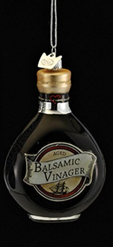 3.5″ Nobel Gems Deep Brown “Aged Balsamic Vinegar” Bottle Glass Christmas Ornament