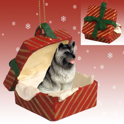 Conversation Concepts Keeshond Gift Box Red Ornament