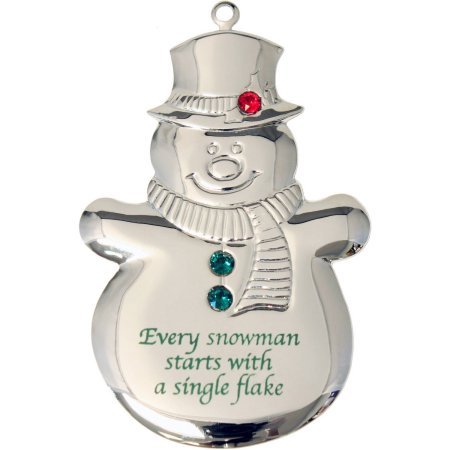 Silvertone Dapped Snowman Christmas Ornament