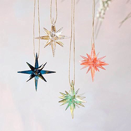 One Hundred 80 Degrees Colorful Moravian Star Ornaments (Set/4)