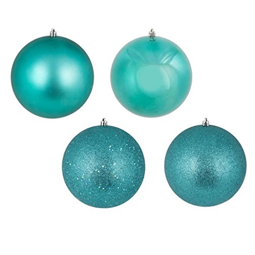 Vickerman 443309 – 1″ Teal Ball Christmas Tree Ornaments 4 Assorted Finishes Assorted (18 pack) (N590342)
