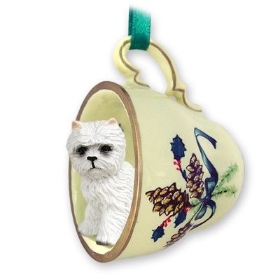 West Highland Terrier Green Holiday Tea Cup Dog Ornament