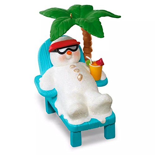 Hallmark 2016 Christmas Ornaments Kokomo Snowman Relaxing Under Palm Tree Musical Ornament