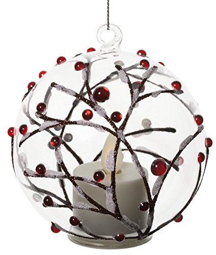 3.5″ Berry Branch Ornament with Tealight