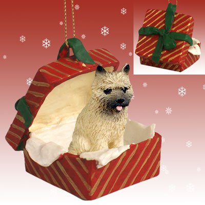 CAIRN TERRIER Dog TAN sits in a Red Gift Box Christmas Ornament New RGBD53B by Conversation Concepts