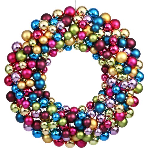 Vickerman Ball Wreath, 24-Inch, Multicolored