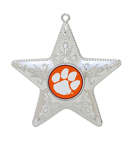 NCAA Clemson Tigers Silver Star Ornament