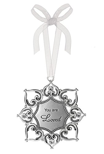 3” Silver Tone Heart/Snowflake Ornament with Crystal Accents (“You Are Loved”)