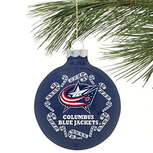 Columbus Blue Jackets NHL 2 5/8” Painted Round Candy Cane Christmas Tree Ornament