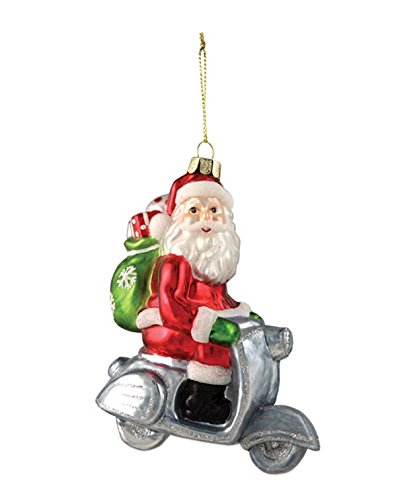 Scootin’ Around Santa Claus Glass Ornament Bethany Lowe New