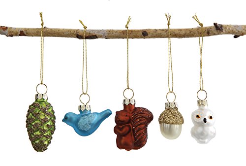 Set of 20 Acorn, Bird, Squirrel, Owl and Pinecone Ornaments in Gift Box