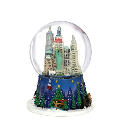 2.5 Inch Mini New York City Christmas Snow Globe and Rockefeller Center Skyline NYC Snow Globes