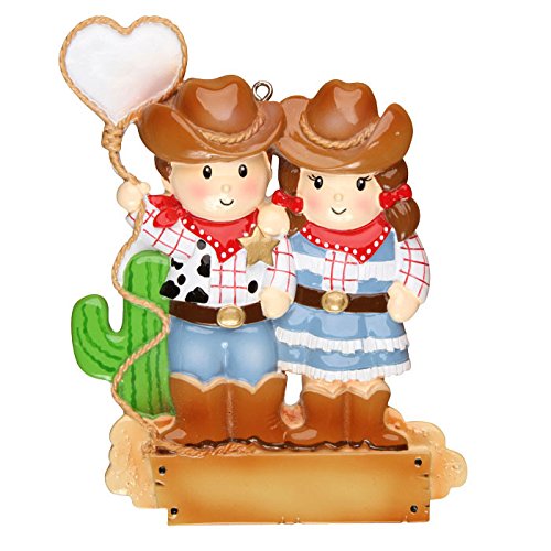 Cowboy Couple Personalized Christmas Tree Ornament