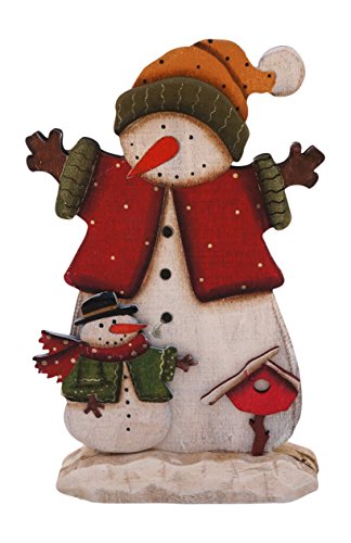Joyful Holiday Snowman Wooden Tabletop Standing Signs (Yellow Hat)