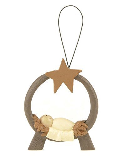 Blossom Bucket Baby Jesus with Star Ornament Christmas Decor, 3-3/4″ High