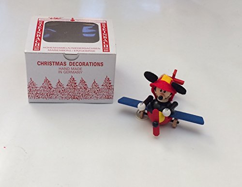 Disney Parks Steinbach Christmas Ornament Mickey in a Plane Handmade in Germany