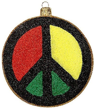 Rasta Peace Sign Hippie Polish Glass Christmas Ornament Made Poland Decoration