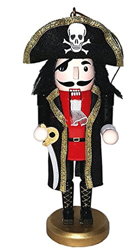 Pirate Captain with Eyepatch and Sword Wooden Nutcracker Christmas Ornament New
