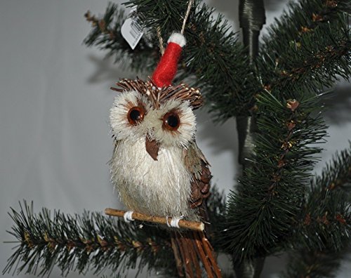 1 Owl ^^^ Holiday Lane Natural Buri Owl Christmas Tree Ornament NEW