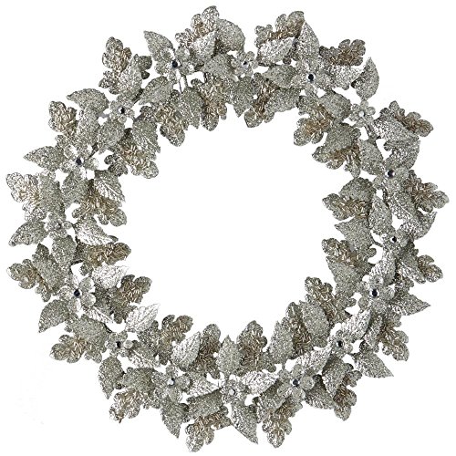 Martha Stewart Living Layered Leaves 17 in. Dia Artificial Christmas Wreath in Silver