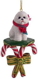 Bichon Frise Dogs Candy Cane Christmas Ornament New