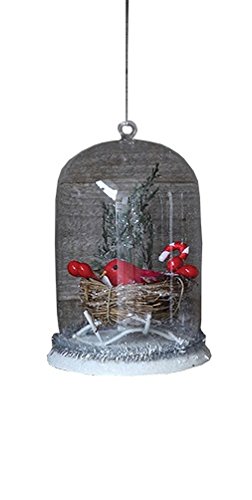 Creative Co-op 5″ Glass Cloche Christmas Scene Ornament (Bird’s Nest)