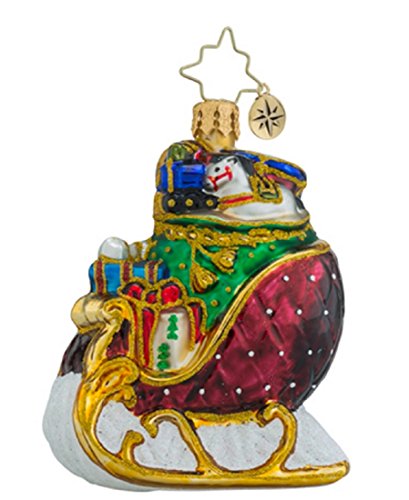 Christopher Radko Ruby Sleigh Ride Little Gem Glass Christmas Ornament