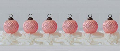 Pink Mercury Diamond Cut Glass 2.75″ Christmas Ball Ornament, Set of 6