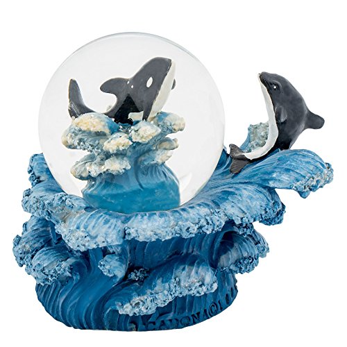 Orca Whale 3 x 3 Miniature Resin Stone 45MM Water Globe Table Top Figurine