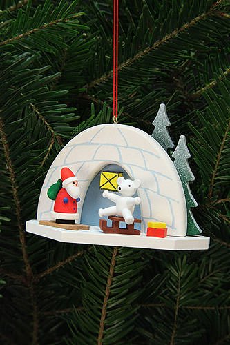Tree ornaments Tree Ornaments Iglo with Icebear – 9,2×7,0cm / 4×3 inch – Christian Ulbricht