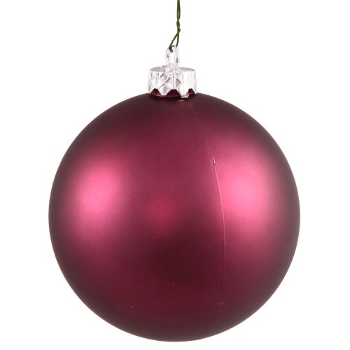 Vickerman Matte Finish Seamless Shatterproof Christmas Ball Ornament, UV Resistant with Drilled Cap, 12 per Bag, 2.75″, Plum