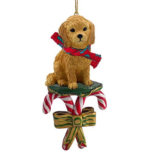 Goldendoodle Candy Cane Ornament