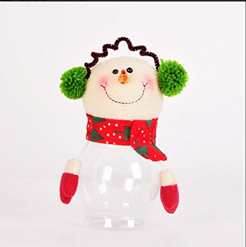 Christmas Candy Jars，Creative Xmas Decoration Snowman Cookie/Candy Transparent Plastic Cans Gift (snowman)