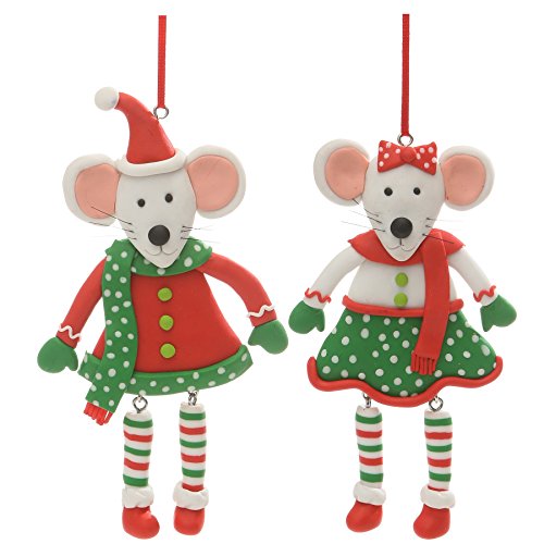 Set of 2 Midwest CBK Girl & Boy Mice Tree Ornaments