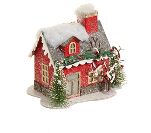 RAZ 4.5-inch Color Changing Lighted Holiday House Ornament Gold Rectangular Door