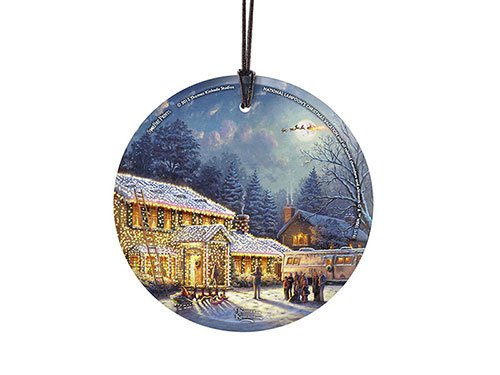 Thomas Kinkade Artwork (National Lampoon’s Christmas Vacation) StarFire Prints(TM) Hanging Glass – Home and Christmas Tree Decoration