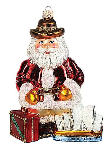 Santa in Australia Polish Mouth Blown Glass Christmas Ornament Tree Decoration