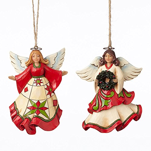 Jim Shore Heartwood Creek Holiday Angels Christmas Ornaments Set of 2 4051331