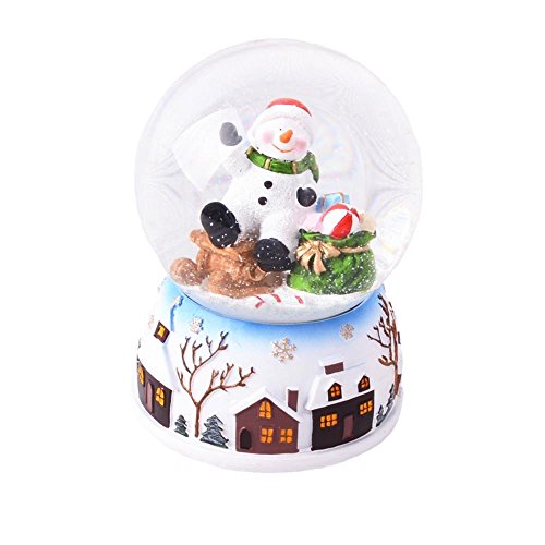 Lightahead 100MM Christmas Snow Water Globe with Falling snowflakes & music playing Water ball Table Top Decoration in Polyresin (SnowMan)