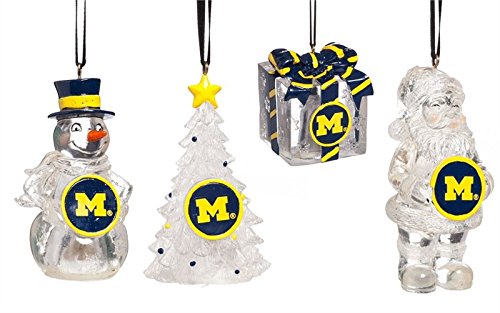 LED Holiday Orn 4 Assort, 3in, University of Michigan