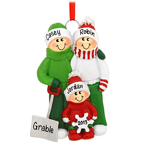Snow Shovel Family of Christmas Personalized Ornaments